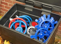 Outdoor - loose parts - wielen en sturen set - set van 20 in zoutcontainer