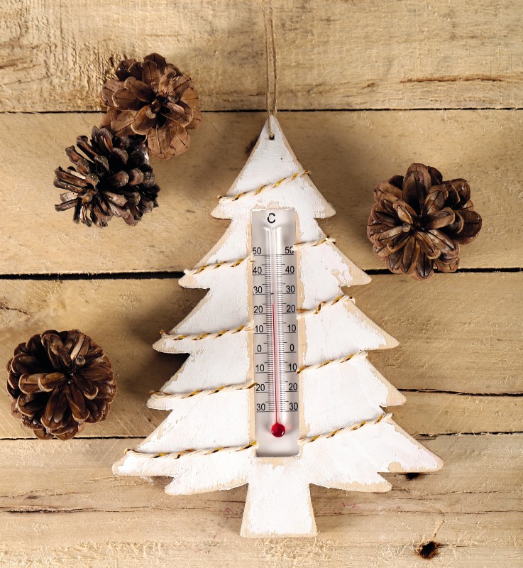 Kerst hout kerstboom thermometer per stuk Hageland